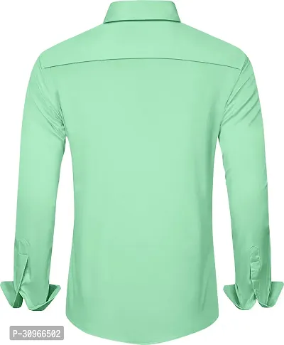 Stylish Light Green Cotton Blend Solid Long Sleeves Casual Shirt For Men-thumb2