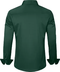 Stylish Green Cotton Blend Solid Long Sleeves Casual Shirt For Men-thumb1