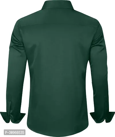 Stylish Green Cotton Blend Solid Long Sleeves Casual Shirt For Men-thumb2