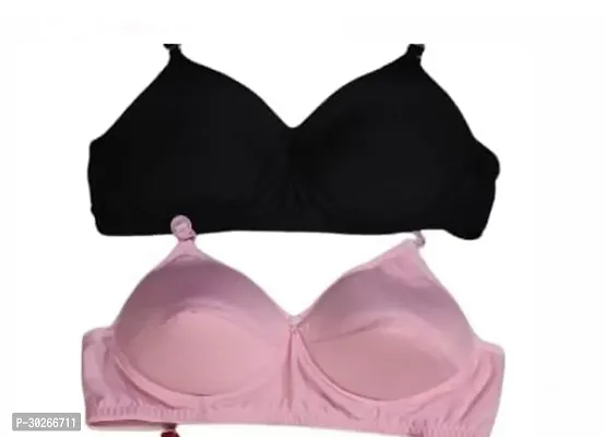 Stylish Cotton Solid Bra for Women Pack Of 2-thumb0