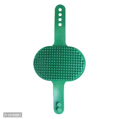 FAIRBIZPS Pet Bath Comb Massage Comb with Ring Handle Rubber Bristles Hand Brush Band Comb for Dogs  Cats (Green)-thumb0