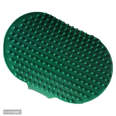 FAIRBIZPS Pet Bath Comb Massage Comb with Ring Handle Rubber Bristles Hand Brush Band Comb for Dogs  Cats (Green)-thumb5