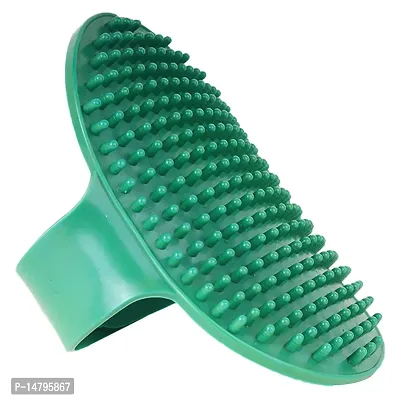 FAIRBIZPS Pet Bath Comb Massage Comb with Ring Handle Rubber Bristles Hand Brush Band Comb for Dogs  Cats (Green)-thumb4