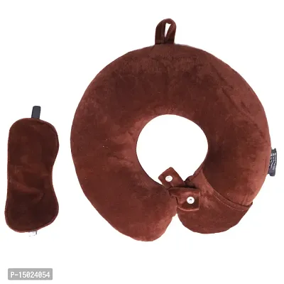 FAIRBIZPS Unisex Neck Travel Comfort Cotton Pillow with Brown Sleeping Eye mask-thumb0