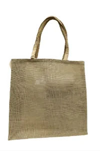 Eco-Friendly Jute Bag-Reusable Tiffin/Shopping/Grocery Multipurpose Hand Bag with Zip (Brown)-thumb1