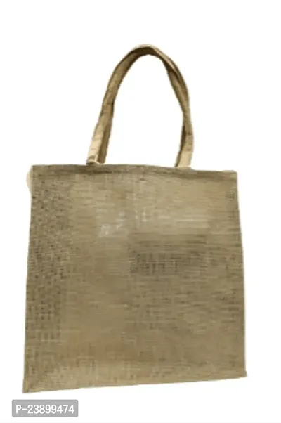 Eco-Friendly Jute Bag-Reusable Tiffin/Shopping/Grocery Multipurpose Hand Bag with Zip (Brown)-thumb2