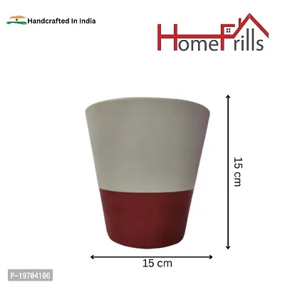 Homefrills Handpainted Ceramic planters Pots for Indoor  outdoor Home, Garden, Office Decor ,Balcony Planters pot Gamla Size-15 cm colour-White  puce-thumb4