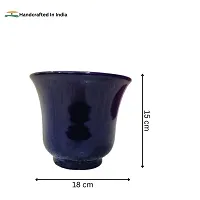 Homefrills High Glossy blue Colour Ceramic Planters Pots for Indoor  Outdoor Home, Garden, Office Decor ,Balcony Planters Pot Gamla Size-18*15 cm colour-Blue-thumb2