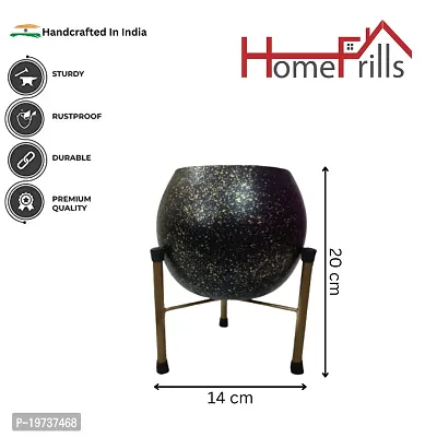 Homefrills Metal Planter Pot with stand for Indoor Plants  Flowers Table Top Planter for Living Room, Home Decor Decorative Pots for Indoor Plants Rust Free Metal Planter for Balcony and Garden Deacute;cor-thumb2