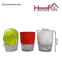 Homefrills Self Watering 5 inch Premium Plastic Pots UV Resistant Planters Pot (Red,Green  White), Window Plant Pot for Home  Office Decor Pack of 3 (Red,Green  White)-thumb2