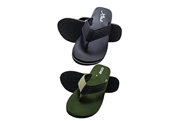 XSTAR Eco Walking Flip Flops for Men's Comfortable Indoor Outdoor Fashionable Slippers for Men And Boys Set of 2