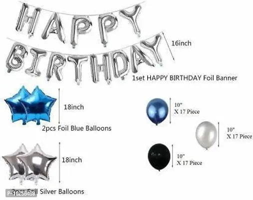 Krido 55 Pcs Blue Silver Birthday decoration birthday decoration combo-thumb3