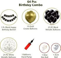 Krido 64 Pc birthday decorations kit: Black Premium Happy Birthday Banner ( 13 Letter) + 50 Premium Black and White Metallic Balloons-thumb1