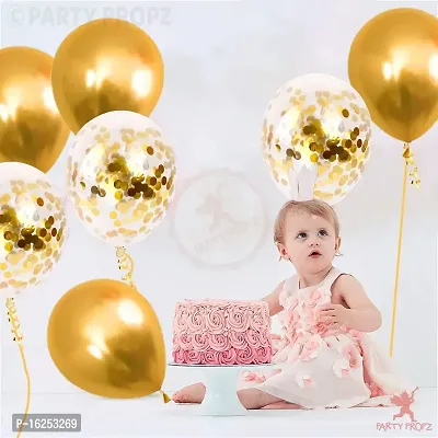 KridoGolden Latex  Confetti balloons for birthday decoration items - 18Pcs Pack balloons for birthday (S YELLOW)-thumb3