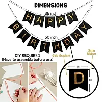 Krido Birthday Decoration Kit 69 pc - Gold Black Balloons, Birthday Banner, Glue Dot, Arc, Confetti Balloons and Balloon Pump for Boys,Kids and Baby Birthday Decoration Items material Rubber-thumb1