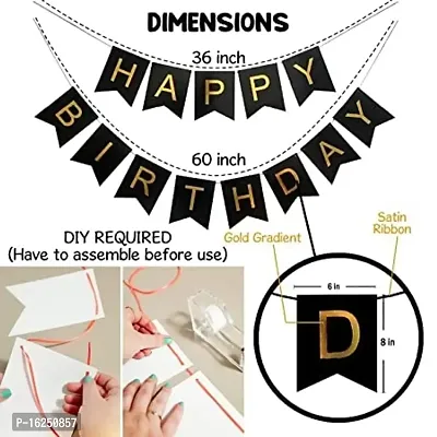 Krido Birthday Decoration Kit 69 pc - Gold Black Balloons, Birthday Banner, Glue Dot, Arc, Confetti Balloons and Balloon Pump for Boys,Kids and Baby Birthday Decoration Items material Rubber-thumb2