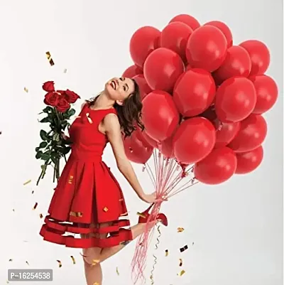 Krido Premium Metallic Latex Balloons Pack of 100 Red Balloons for Decoration (Red)-thumb5