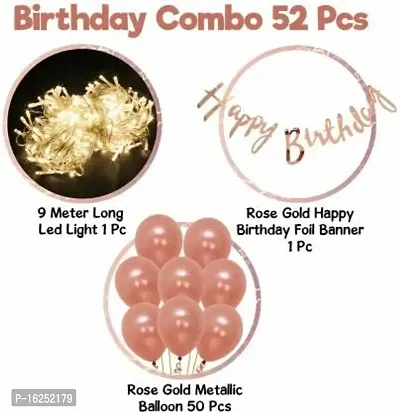 Krido Rose Gold Birthday Decoration Kit - 52Pcs Happy Bday Banner-thumb2