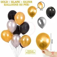 Krido Happy Birthday Decoration Kit Combo 51 Pcs for Black, Golden and Silver Metelic Premium Balloon-thumb3