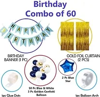 Krido Happy Birthday Decoration Kit -60 Pc Blue Gold Banner Birthday Decorations Items for Bday Lights Combo Pack Set, Husband,Wife, First, 2nd,30th,40th,50th Theme (Set of 60)-thumb2