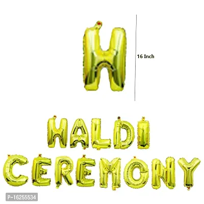 Krido 61 Pc Gold Haldi Ceremony Foil Balloon with Gold StarFoil Curtain Combo| haldi ceremony decorations item for Groom| haldi ceremony decoration balloons(Gold and Black)-thumb3