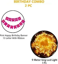 Krido Birthday Decoration Items Kit- 2Pcs Bday Banner with Led Light for Kids, Girls Boys Bday Decorations Items with String Fairy Lights (Set of 2)-thumb1