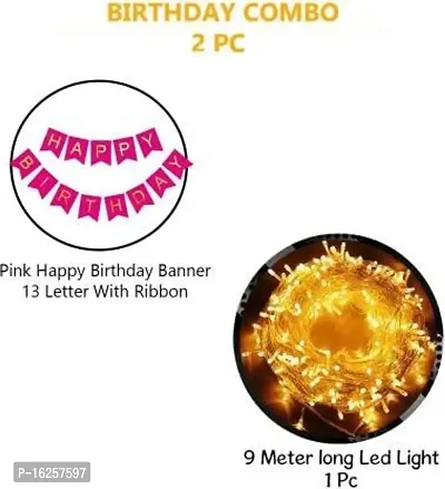 Krido Birthday Decoration Items Kit- 2Pcs Bday Banner with Led Light for Kids, Girls Boys Bday Decorations Items with String Fairy Lights (Set of 2)-thumb2