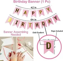 Krido 34Pcs Pink Golden and White Birthday Balloons Combo for Kids Or Birthday Decoration Items-thumb2