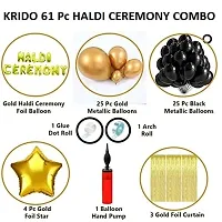 Krido 61 Pc Gold Haldi Ceremony Foil Balloon with Gold StarFoil Curtain Combo| haldi ceremony decorations item for Groom| haldi ceremony decoration balloons(Gold and Black)-thumb1