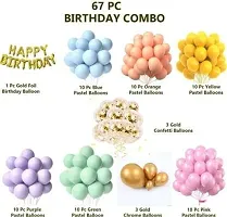 Krido Multi Pastel Balloons Foil Birthday Confetti and Chrome Balloon Combo (Set of 67)-thumb1