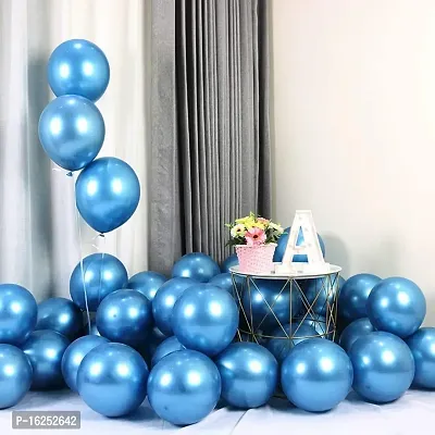 Krido Premium Metallic Latex Balloons Pack of 50 Blue Balloons for Decoration. (Blue)-thumb3