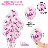 KridoPack of 50 Pcs Pink confetti Balloons for Girls birthday decoration/Birthday decoration (PINK S WHITE)-thumb1