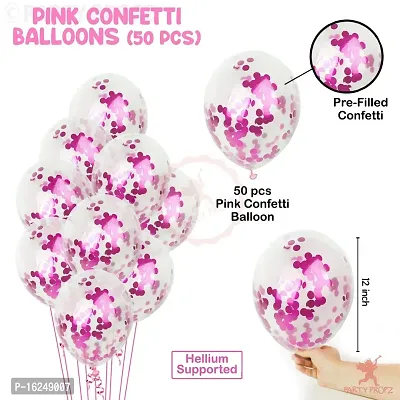 KridoPack of 50 Pcs Pink confetti Balloons for Girls birthday decoration/Birthday decoration (PINK S WHITE)-thumb2