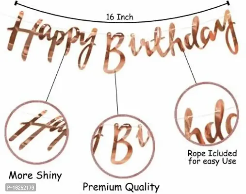 Krido Rose Gold Birthday Decoration Kit - 52Pcs Happy Bday Banner-thumb4