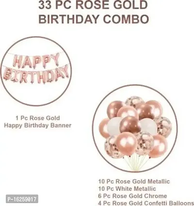 Krido Happy Birthday Decoration Kit 33 pc Combo with Rose Gold Birthday Banner-thumb2