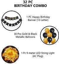 Krido Birthday Decoration Items Kit- 32Pcs Bday Banner Gold Balloon with Led Light for Kids, Husband Girls Boys Bday Decorations Items with String Fairy Lights (Set of 32)-thumb1