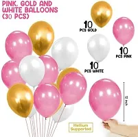 Krido 34Pcs Pink Golden and White Birthday Balloons Combo for Kids Or Birthday Decoration Items-thumb3