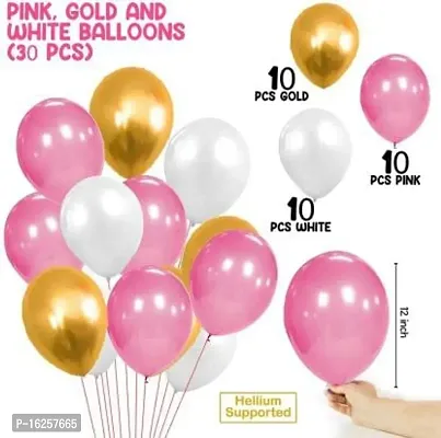 Krido 34Pcs Pink Golden and White Birthday Balloons Combo for Kids Or Birthday Decoration Items-thumb4