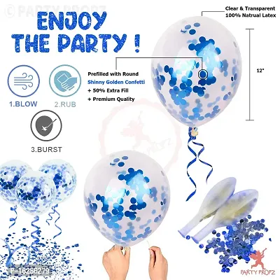 KridoPack of 18 Pcs Blue Latex  Confetti balloons for boys birthday decoration items/balloons for boy birthday party(WHITE BLUE)-thumb4