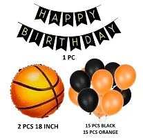 Krido Latex 33 Pcs Basketball Birthday Decoration Items Basket Ball Foil Balloon Set(Orange Black)-thumb3