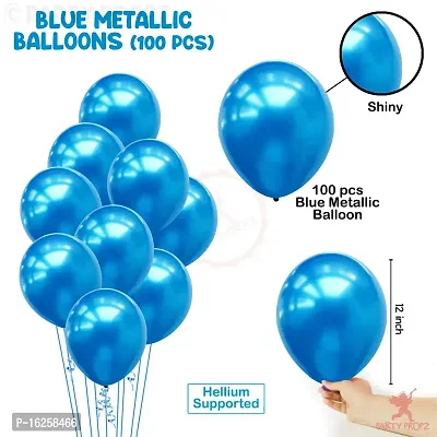 KridoGolden Latex  Confetti balloons for birthday decoration itemsBalloons (Blue, Set Of100) material Rubber (BLUE)-thumb2