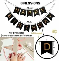 Krido 64 Pc Happy Birthday decorations kit: 1 Black Happy Birthday Banner + 60 Pc Premium Yellow and Black Metallic Balloons-thumb2