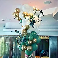 Krido Birthday Decoration Kit 120 Pcs Combo - Gold Birthday Banner,98 (Green White) Metallic Balloons,20 Gold Chrome Balloons, Balloon Pump for Kids, Husband, Wife, Girls, Boys material rubber-thumb2