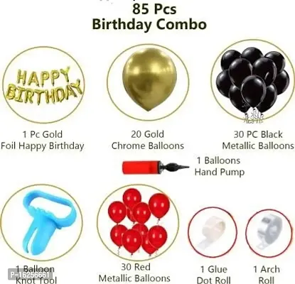 Krido 85 Pc Happy Birthday decorations kit: 1 Black Happy Birthday Banner-thumb2