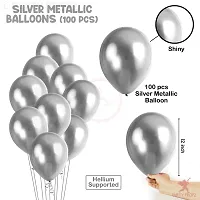 Krido100Pcs Silver Metallic Balloons For Balloons For Decorations/Happy Birthday Decorations Items material Rubber(SILVER)-thumb1