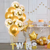 KridoGolden Latex  Confetti balloons for birthday decoration items - 18Pcs Pack balloons for birthday (S YELLOW)-thumb3