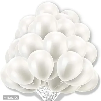 Krido Premium Latex Balloons Pack of 50 White Balloons for Decoration (White)-thumb0