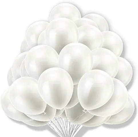 Krido Premium Latex Balloons Pack of 50 White Balloons for Decoration