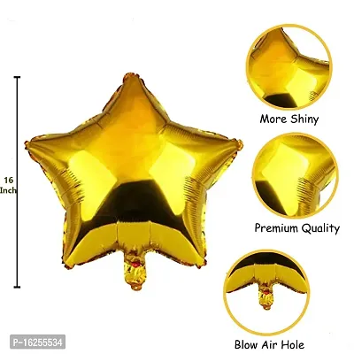 Krido 61 Pc Gold Haldi Ceremony Foil Balloon with Gold StarFoil Curtain Combo| haldi ceremony decorations item for Groom| haldi ceremony decoration balloons(Gold and Black)-thumb4