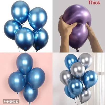 Krido Premium Metallic Latex Balloons Pack of 50 Blue Balloons for Decoration (Blue1)-thumb4